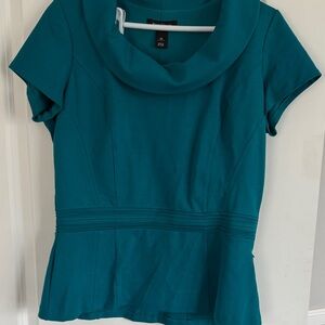 White House Black Market Teal Cowl Neck Blouse